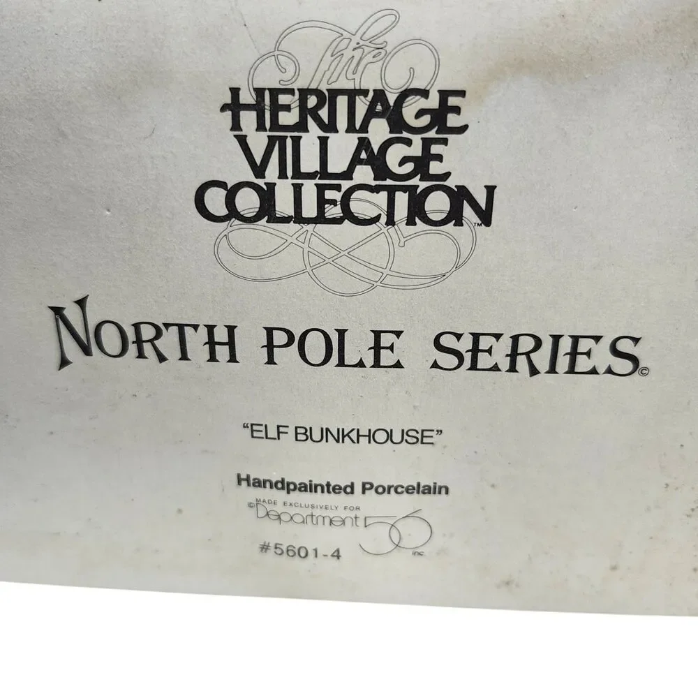 Dept 56 North Pole Series Elfin Bunkhouse Porcelain Village Vintage 90 #5601-4